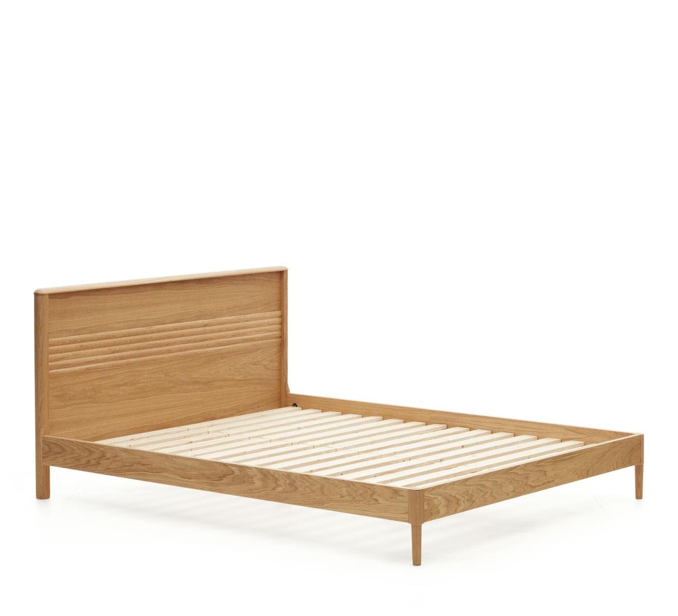 Cama de madera y chapa de roble para colchón Lenon