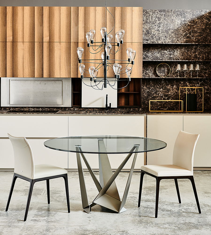 Mesa de comedor redonda cristal Skorpio Cattelan