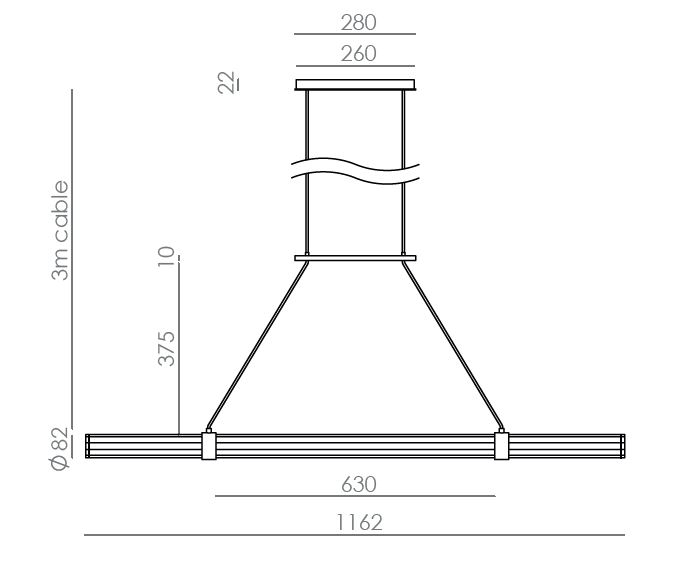 Lámpara de techo perfil en aluminio madera de nogal Niro