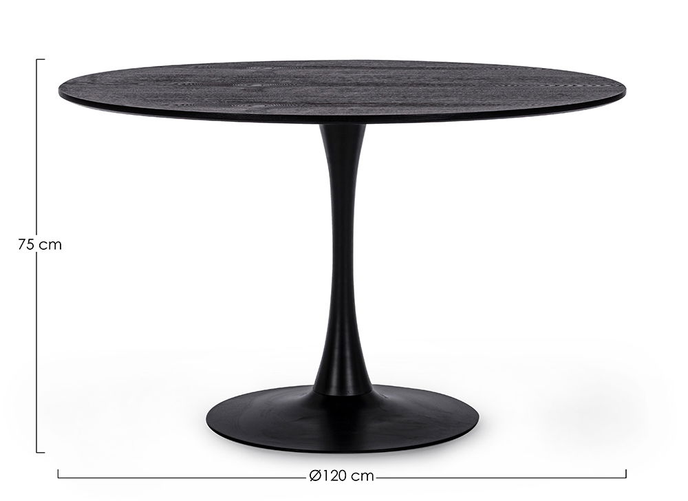 Mesa de comedor redonda negra de 120 cms. Bllom