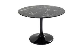 Mesa de comedor redonda 100 mármol negro Marquina lig. defectos