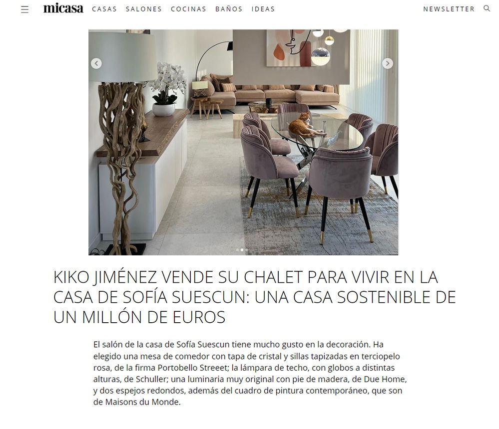 KIKO JIMÉNEZ VENDE SU CHALET PARA VIVIR EN LA CASA DE SOFÍA SUESCUN: UNA  CASA SOSTENIBLE DE UN MILLÓN DE EUROS Octubre 2022 referencias a  portobellostreet