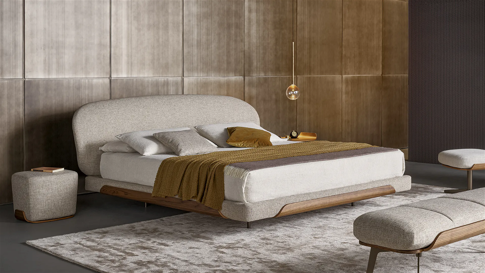 Puf de dormitorio - Taburete tapizado de madera maciza - Muebles clásicos