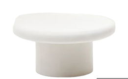 Mesa de centro redonda Addaia de cemento blanco minimalista