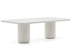 Mesa de comedor cemento con acabado en blanco Canaret Kave Home