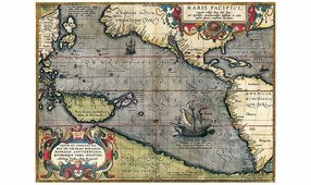 Cuadro canvas mapa oceano pacifico 1589