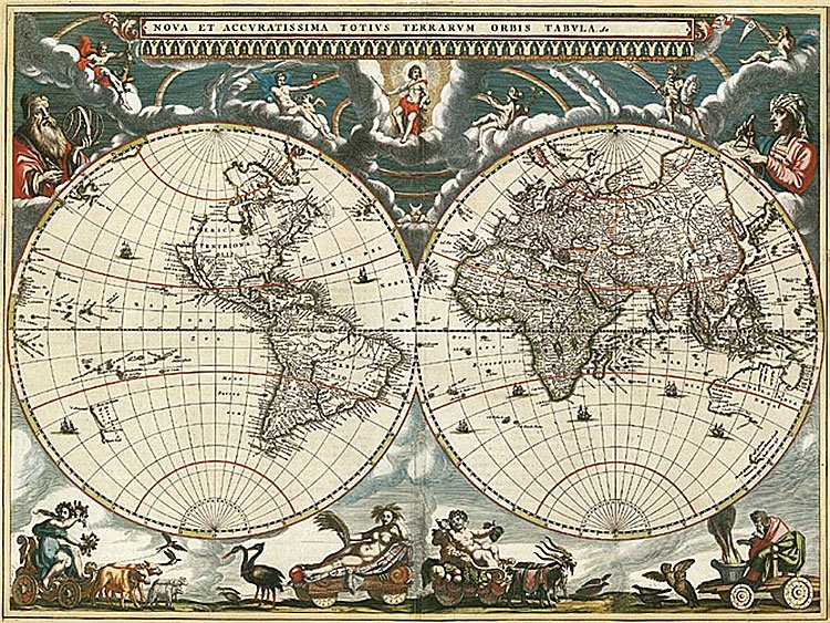 Cuadro canvas mapa globo terraqueo 1664
