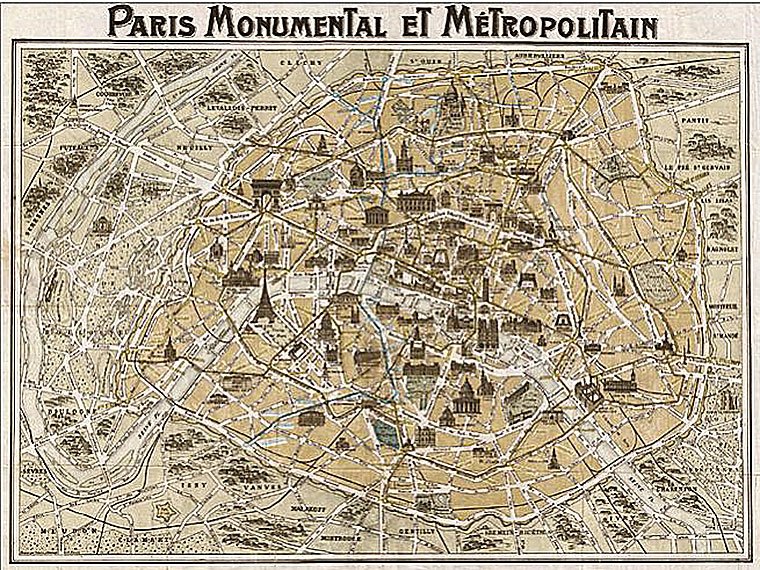 Cuadro canvas mapa metropolitano de paris 1932