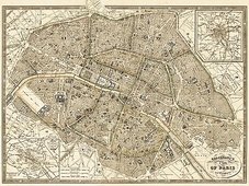 Cuadro canvas mapa de paris y alredededores 1865
