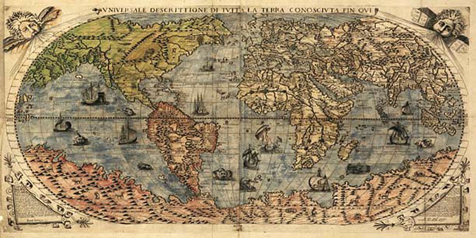 Cuadro canvas mapa mundi geografico 1565