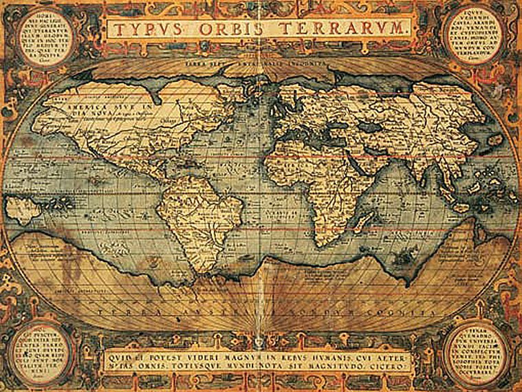 Cuadro canvas mapa mundi en latin 1587