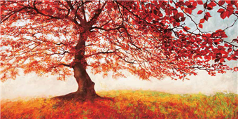 Cuadro canvas red leaves