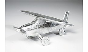Figura decorativa Avión plata pequeño