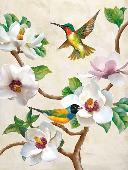 Cuadro canvas magnolia and birds