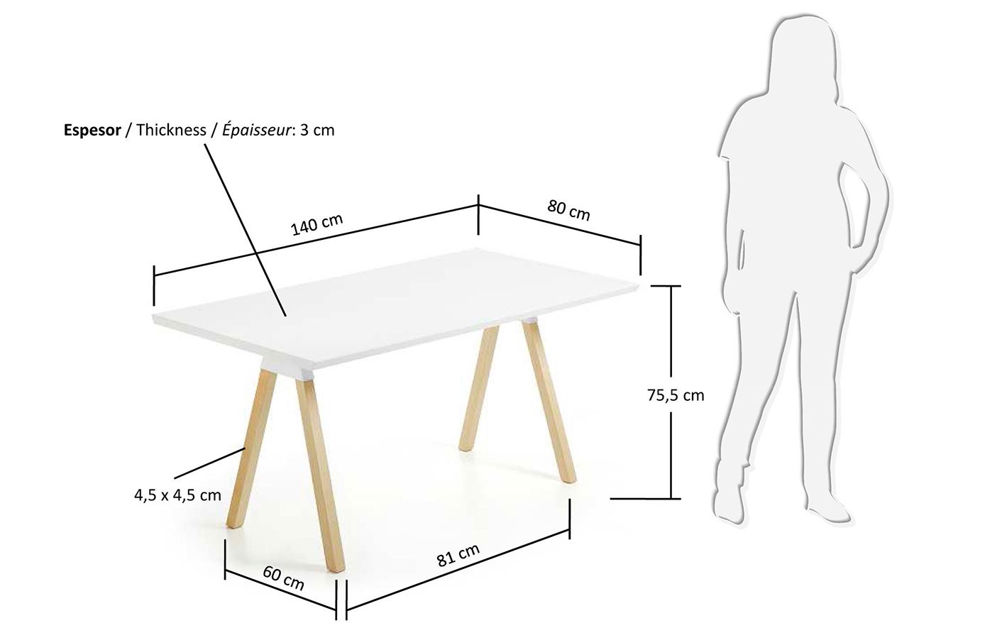 Mesa de madera natural Stick2