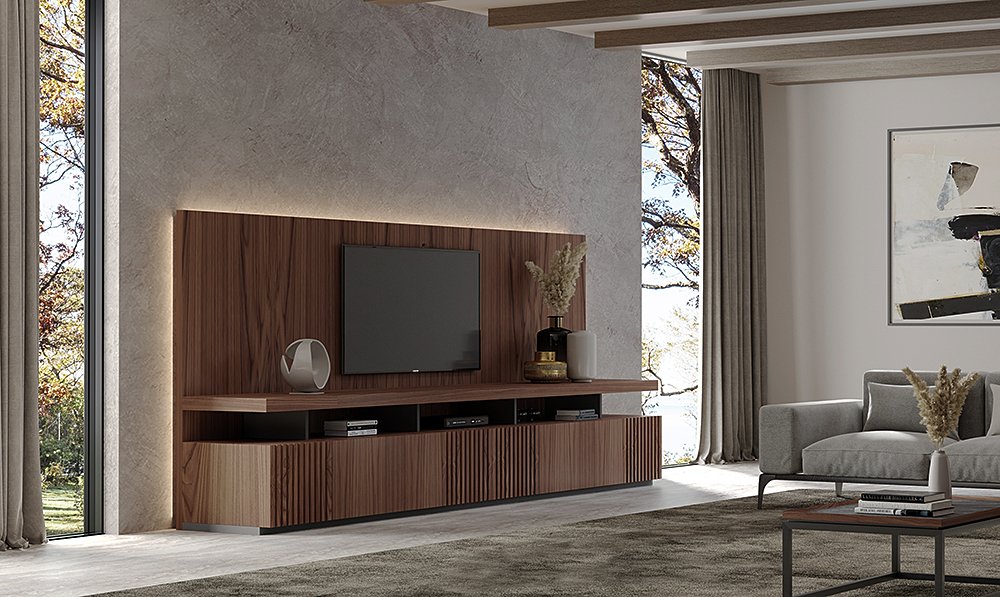 Mueble de tv panello di lamelle by Castelo