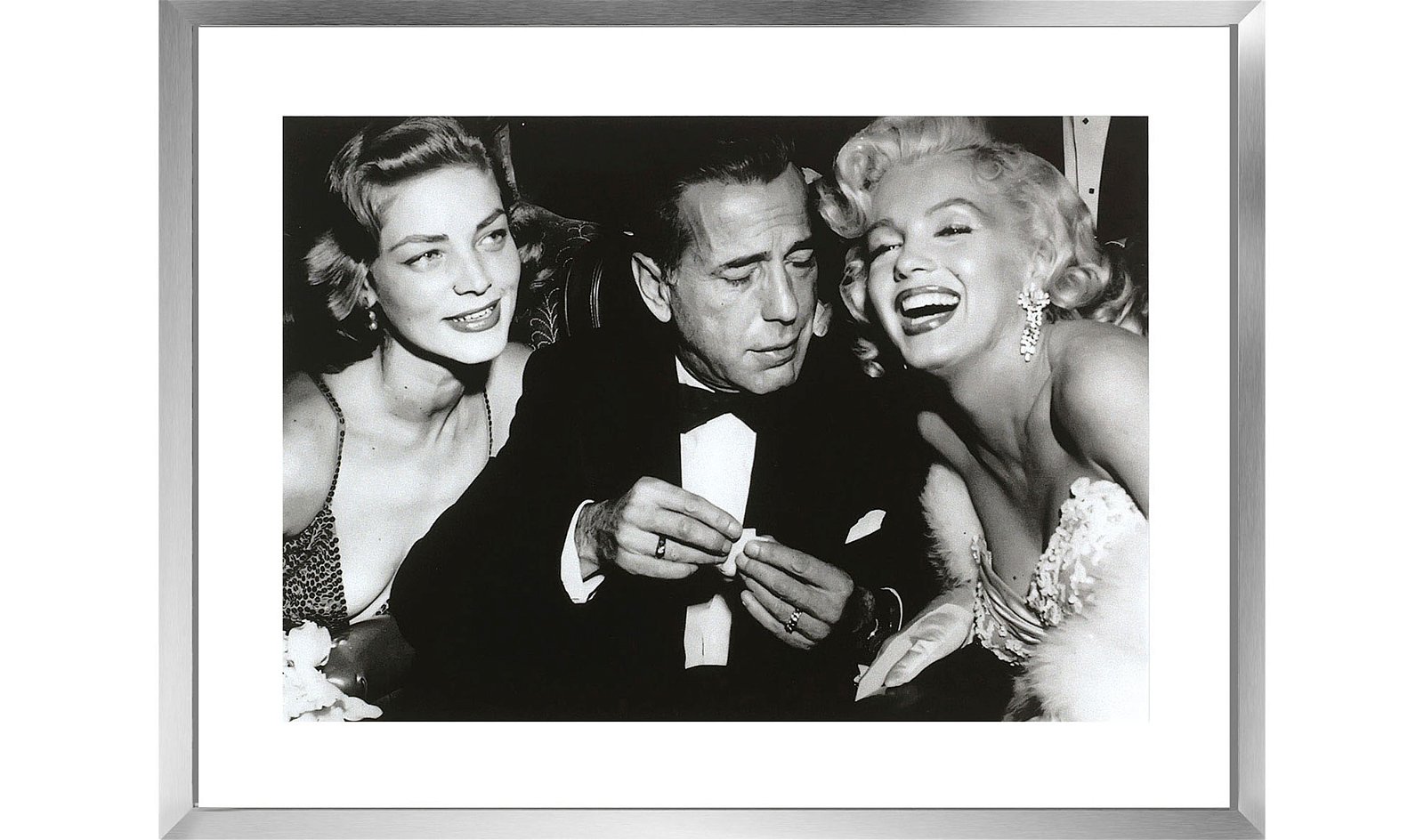 Cuadro Bacall Bogart e Monroe con marco en aluminio