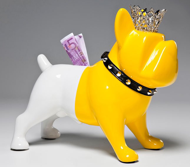 Hucha perro rey amarillo