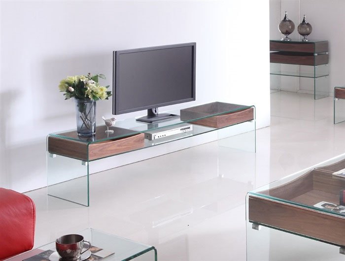 Mueble de tv cristal curvado Glass
