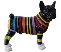 Figura decorativa perro negro a rayas