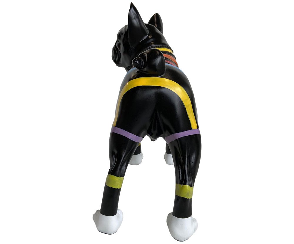 Figura decorativa perro negro a rayas