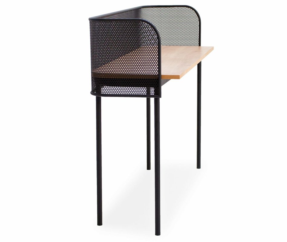 Mesa escritorio metálico negro con sobre de madera Zoe