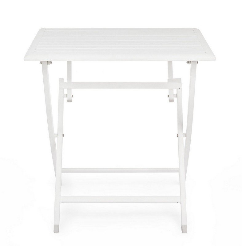 Mesa plegable de jardín blanca de aluminio