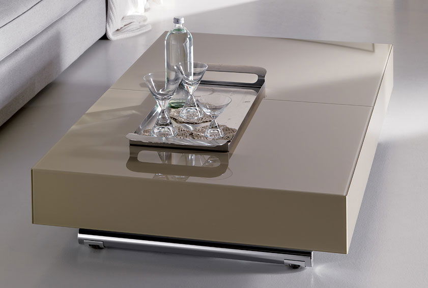 Mesa de centro convertible en mesa de comedor laca Moderna Box