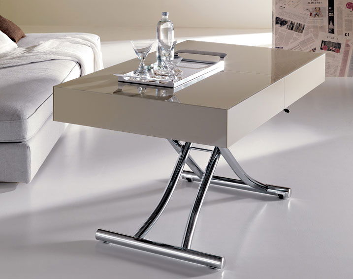Mesa de centro convertible en mesa de comedor laca Moderna Box