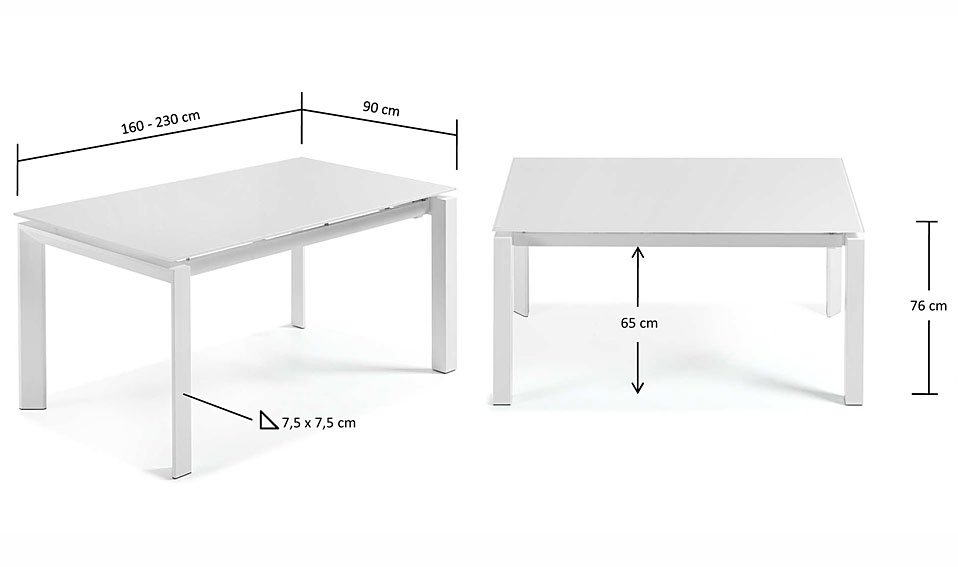 Mesa de comedor extensible blanca Moderna Kila