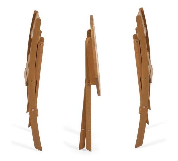 Pack de mesa de terraza plegable apilable con 2 sillas de madera