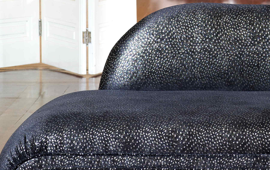 Sofa Chaise Longue Black Silver