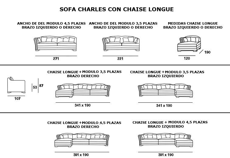 Sofá Charles 4.5 plazas con Chaise Longue
