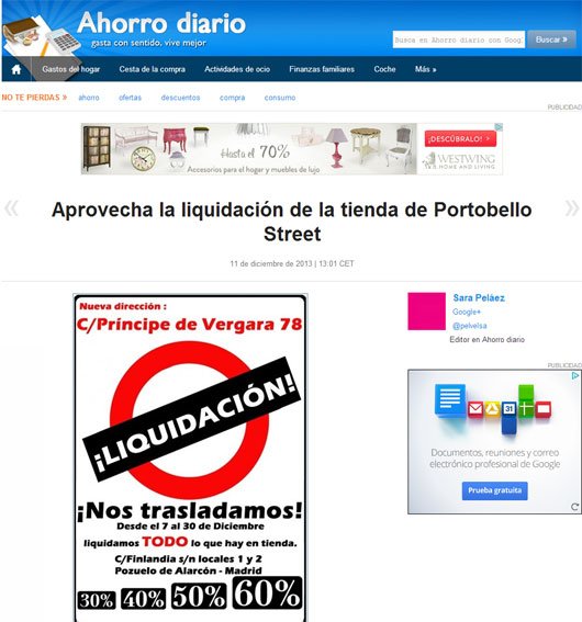 Aprovecha la liquidación con Portobello en ahorrodiario.com