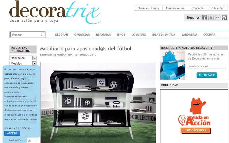 Mobiliario para apasionados del futbol en decoratrix.com