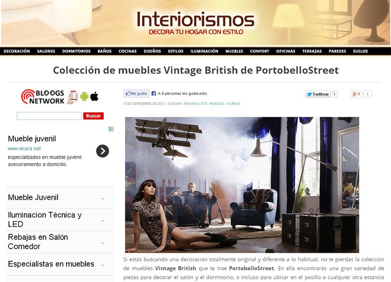 Colección vintage british con Portobello en interiorismos.com