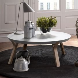 Mesa de centro de madera en forma redonda, mesa de pared para sala de  estar, mesa de centro pequeña con acabado de madera para dormitorio, B
