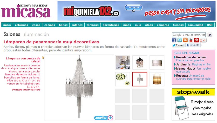 Lámparas de pasamanería muy decorativas en micasarevista.com