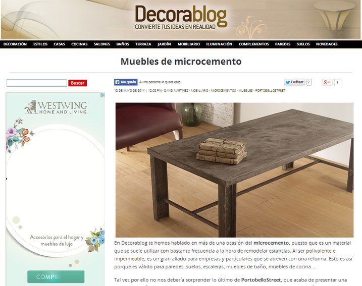 Mesas de microcemento con Portobello en decorablog.com