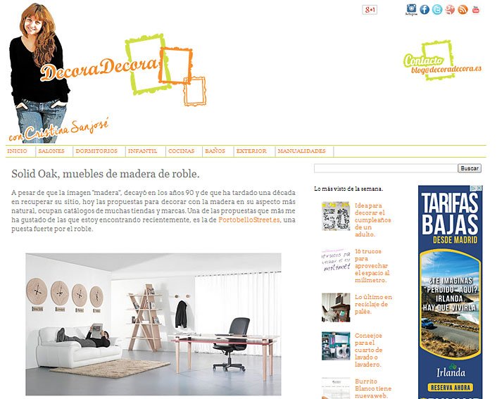 Muebles de madera de roble con Portobello en decoradecora.blogspot.com.es